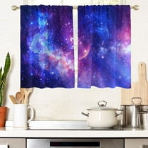 Galaxy Window Curtains for Kitchen Kids Boys Girls Space Stars Celestial Universe Anime Small Short Home Living Room Bedroom Bathroom Drapes Treatment Tiers Fabric 1 Pair, 27.5" W x 39" L, Cool