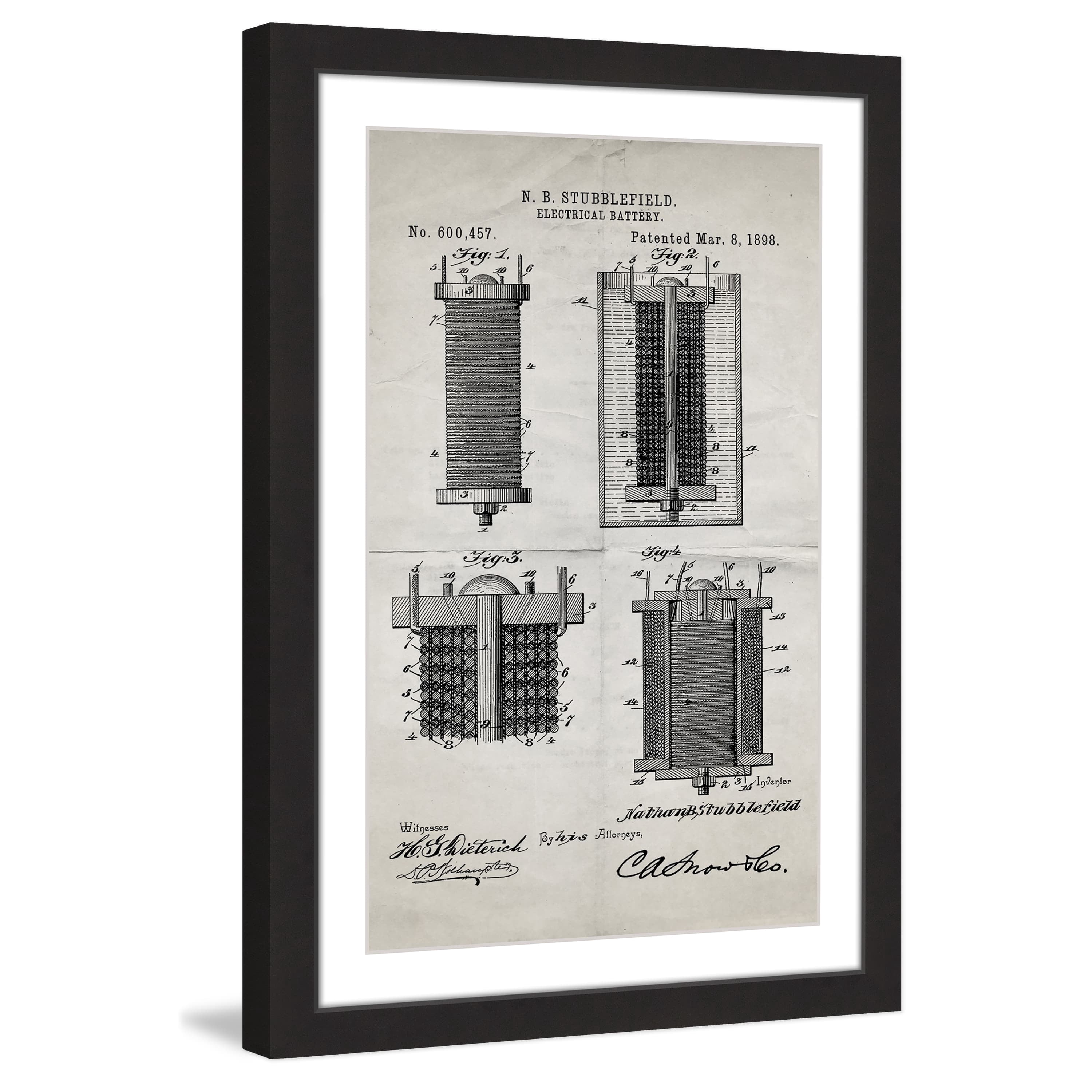 "Battery 1898 Old Paper" Framed Painting Print