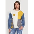 thumbnail image 2 of Womens Daisy Color Blocked Denim Sleeve Sweater, 2 of 5