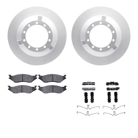 Dynamic Friction Company Rear Geospec Brake Rotors with Ultimate Duty Performance Brake Pads includes Hardware 4412-54022