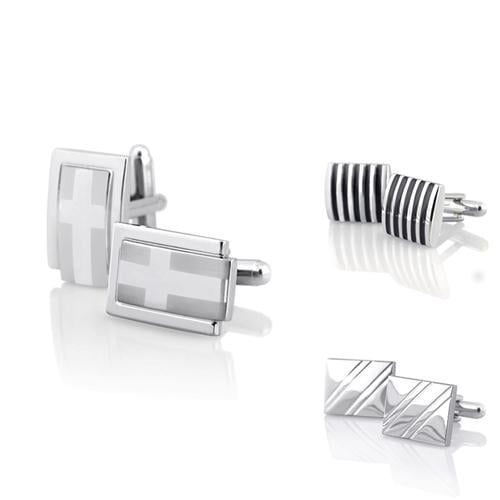 FB Jewels Solid Stainless Steel Brushed And Polished Square Cuff Links