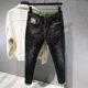 thumbnail image 3 of Pantalones vaqueros elásticos para hombre con gráficos, pantalones vaqueros elásticos negros con bolsillos, ropa de nailon barata de gran tamaño y alta calidad, 3 of 5