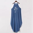 thumbnail image 4 of Vestido holgado de mezclilla sin mangas con estampado de cuello halter HUOGUO para mujer, 4 of 5