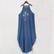 thumbnail image 4 of Vestido holgado de mezclilla sin mangas con estampado de cuello halter HUOGUO para mujer, 4 of 5
