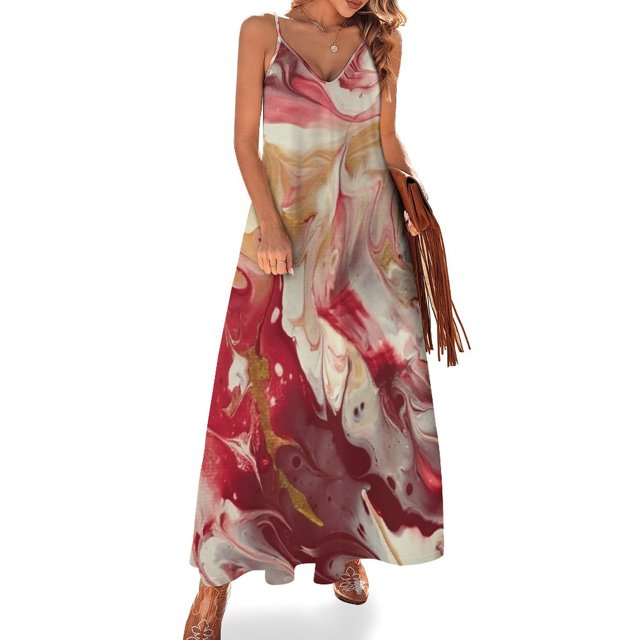 Vestido sin mangas con vertido de granate y oro vestidos para mujeres vestidos de dama para ocasiones especiales atuendo de festival para mujeres