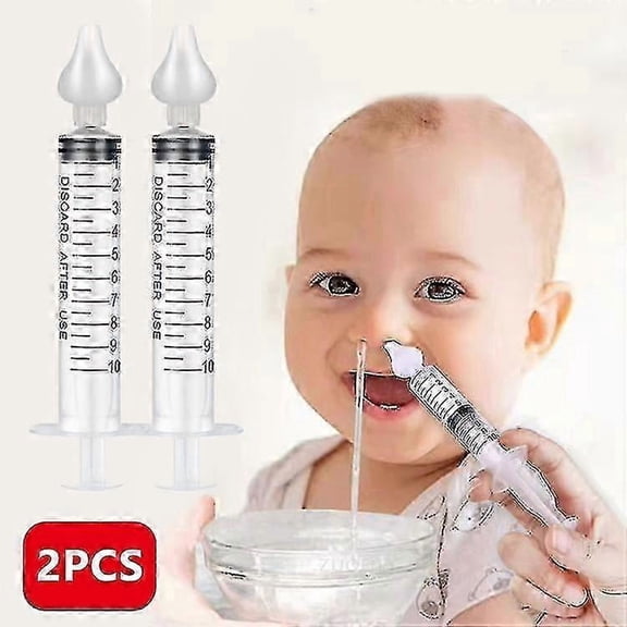 Premium Nasal Aspirator and Irrigator Syringe, Soft Silicone Tip Nose Cleaner and Sinus Rinse Washer, 10ml, 2 Pack