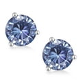 thumbnail image 2 of Gem Stone King 18K White Gold Stud Earrings for Women Men Persian Blue Round Moissanite (1.60 Cttw), 2 of 5