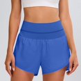 thumbnail image 4 of RYRJJ High Waisted Athletic Running Shorts for Women High Split Comfy Shorts with Liner for Gym Workout Track(Blue,M), 4 of 9
