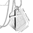 thumbnail image 6 of Lord's Prayer Cross Dog Tag Necklace | Stainless Steel Engraved Cross Pendant | Black/Silver Religious Necklace for Men, Father's Day Gift, 6 of 8