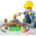 thumbnail image 2 of Bloques de construcción Juego de bloques de construcción para niños de 100 piezas con bolsa de almacenamiento Bloques de construcción entrelazados para niños pequeños y niños Diversión y juguete, 2 of 5