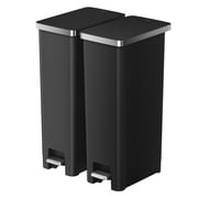EKO Hana Step Trash Can, 2-Pack, 8-Gallon Each, Black Plastic