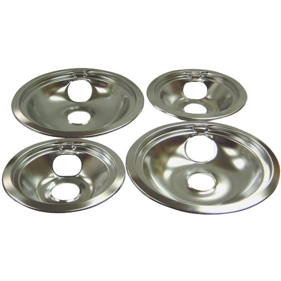 Range Kleen P119204XZ Black Style B Porcelain Drip Pans Set of 4 Containing 3-6 Inch Pans and 1-8 Inch Pan