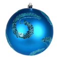 thumbnail image 1 of Vickerman 4" Boule Tourbillon Ornements en Paillettes Mates Turquoise (Lot de 6), 1 of 3