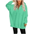 thumbnail image 1 of KIHOUT Spring Winter Womens Tops Long Sleeved Solid Color Loose Zippered V-neck Loose Hoodie Pullover, 1 of 5