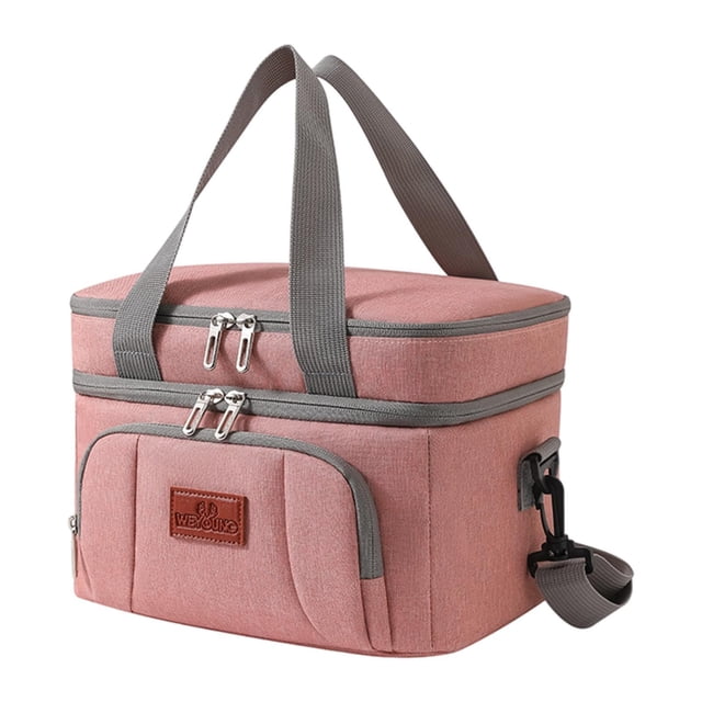 Bolsa térmica aislante para almuerzo, bolsa de mano para vajilla, bolsa térmica comercial, bolsa de entrega para Picnic, barbacoa, almuerzo de trabajo Rosa