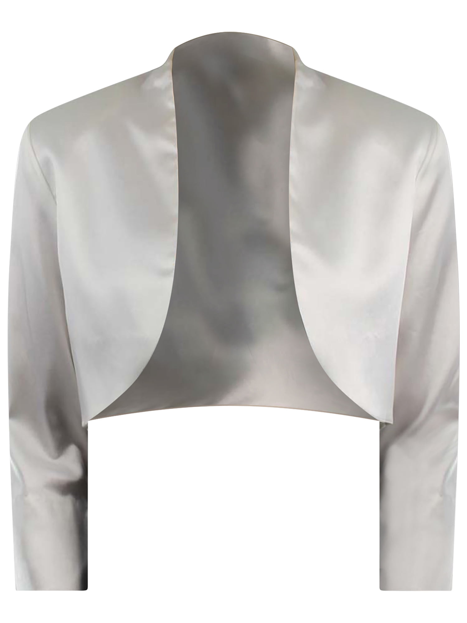 Women Wedding Satin Bolero Shrug Jacket Stole 3/4 Length Sleeve UK Size S/M/L/XL 
