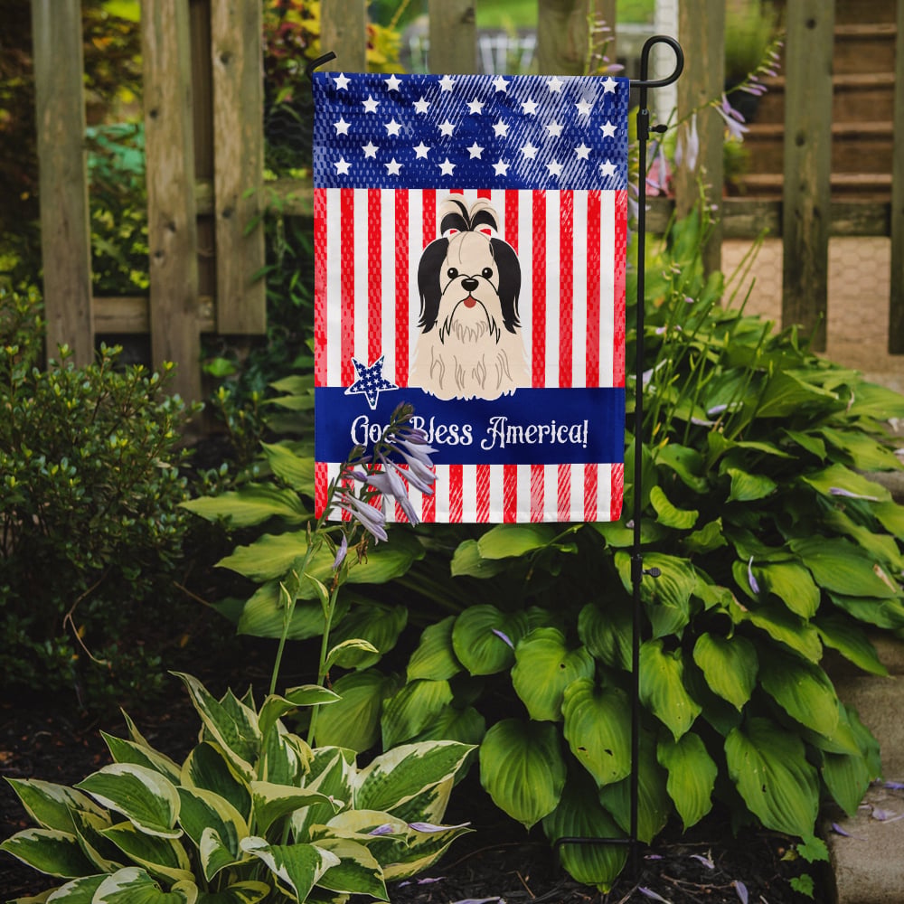thumbnail image 2 of Carolines Treasures BB3083GF Patriotic USA Shih Tzu Black White Garden Size Flag, 2 of 2