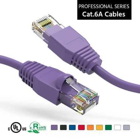 

ACCL 15Ft Cat6A UTP Ethernet Network Booted Cable Purple 5 Pack