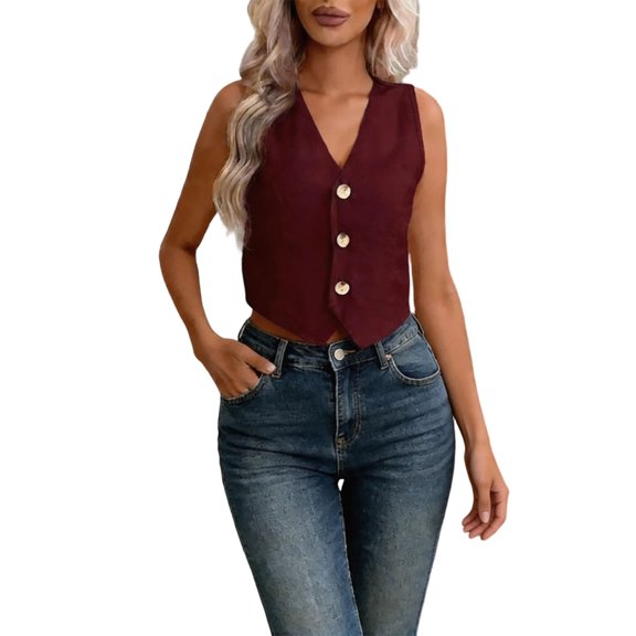 Vest Tops for Women V Neck Sleeveless Button Front Vest with Tailored Casual Shape for Work Travel and Everyday Styling Womens Sleeveless Tops