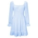 thumbnail image 3 of WILLBEST Vestido Mini Casual Para Mujer, Cuello Cuadrado, Espalda Con Cómodo Y Transpirable., Cintura Elástica, Manga Larga, Dobladillo Con Volantes, 3 of 3