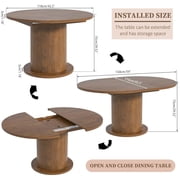 Extendable Round Dining Table, Oval Kitchen Table with Adjustable Design, Farmhouse Dining Table for Living Room, Party