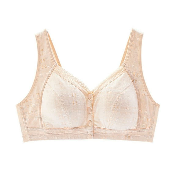 ylioge L-6X Plus Size Bras for Women Front Closure Wirefree Push Up Bralettes Ladies Breathable Padded Solid Color Soft Full-Coverage Underwear Bra