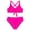 Hot Pink, variant on Girls Two Piece V Neck Bikini Swimsuit Solid Color Adjustable Straps for Teens, Blue, Size 8-16Y