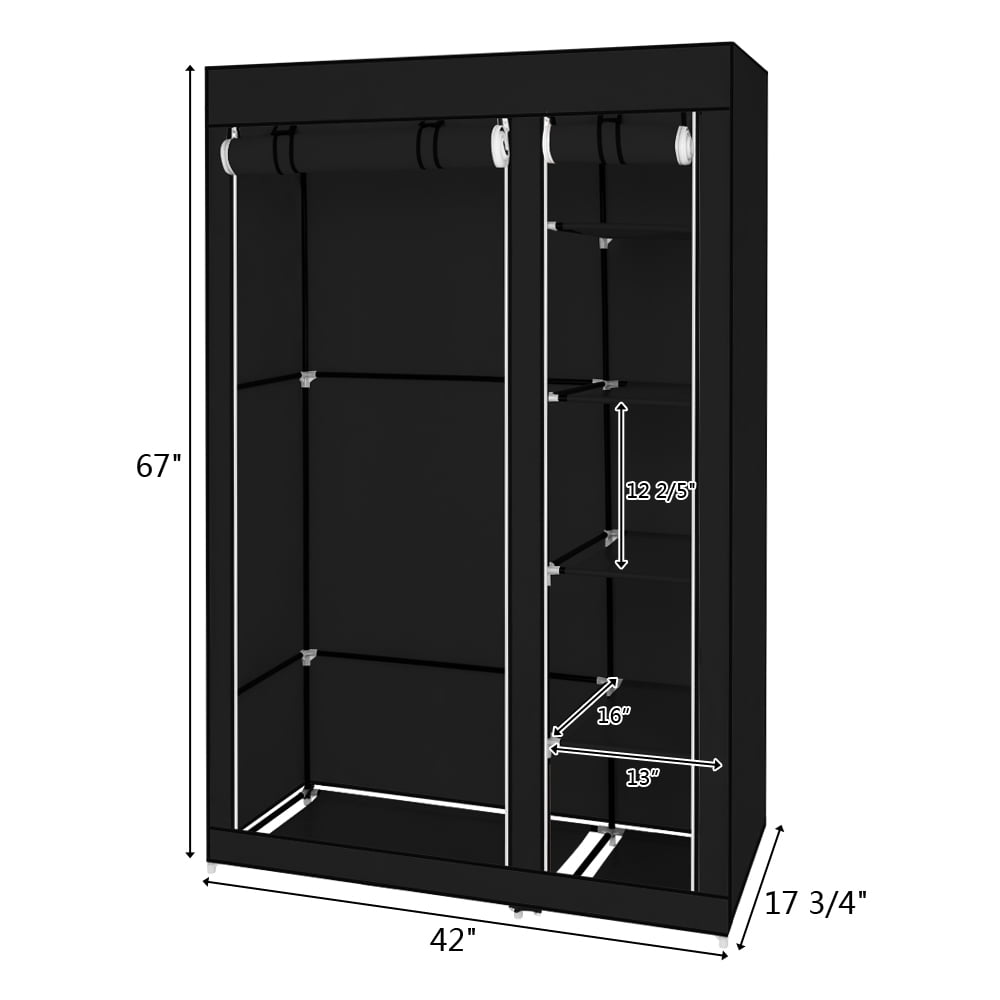 Kepooman 67" Portable Clothes Closet Organizer with Nonwoven Fabric Cover, Black Kepooman 67" Portable Clothes Closet Organizer with Nonwoven Fabric Cover, Black