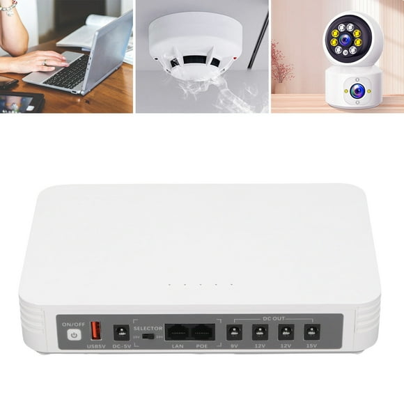 Mini Ups Battery Backup,Uninterruptible Power Supply 8000mAh Prompt DC 5V 9V 12V POE 15V 24V USB 5V 2A Output Ups Backup Battery English Voice Backup Power Supply For Router