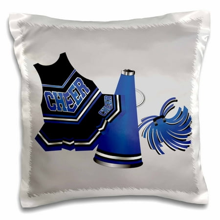 3dRose Cheerleading in Blue and Black, Pillow Case, 16 by 16-inch