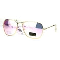 thumbnail image 2 of Mens Color Mirror Officer Rectangular Metal Rim Aviator Sunglasses Pink, 2 of 4