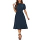 thumbnail image 1 of INSPIRE CHIC Vestido A-Line con Cuello Rizado de Manga Corta Retro XL Azul Oscuro, 1 of 6