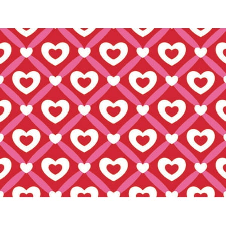 Pack of 1, Heart Lattice 18" x 833' Gift Wrap Full Ream Roll for Holiday, Party, Kids' Birthday, Wedding & Special Occasion Packaging