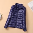 thumbnail image 5 of Chaqueta de plumón ligera para mujer, cuello alto corto, ajustada, para otoño e invierno, abrigo de mujer de talla grande, 5 of 5