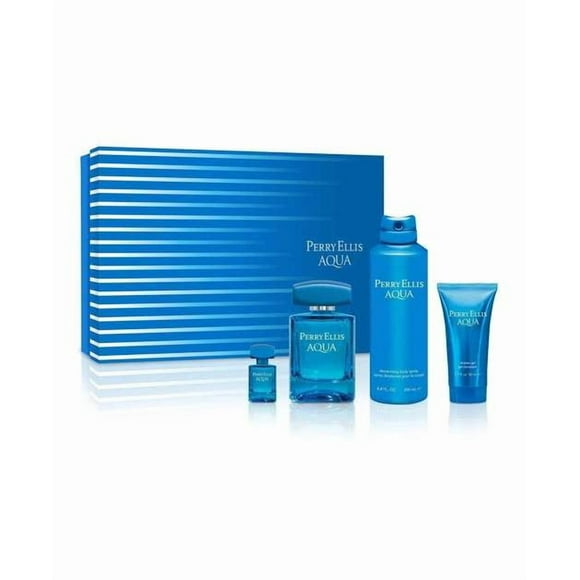 SET PERRY ELLIS AQUA 4PZS 100ML EDT SPRAY/ SHOWER GEL 50ML/ DESODORANTE 170GR SPRAY/ 7.5 ML EDT SPRAY