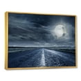 thumbnail image 3 of Designart 'Cloudy Full Moon Over Asphalt Road II' Nautical & Coastal Framed Canvas Wall Art Print, 3 of 5