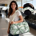 thumbnail image 3 of Garronmavis Large Sage Green Tropical Floral Quilted Duffle Bag for Women, Weekender Travel Bag Carry On Tote with Zipper Pockets for Gym, Overnight Trips & Dance, 3 of 7
