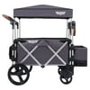 Keenz 7S Push Pull 2-Child Baby Toddler Kids Wheeled Stroller Wagon w/ Canopy, Gray