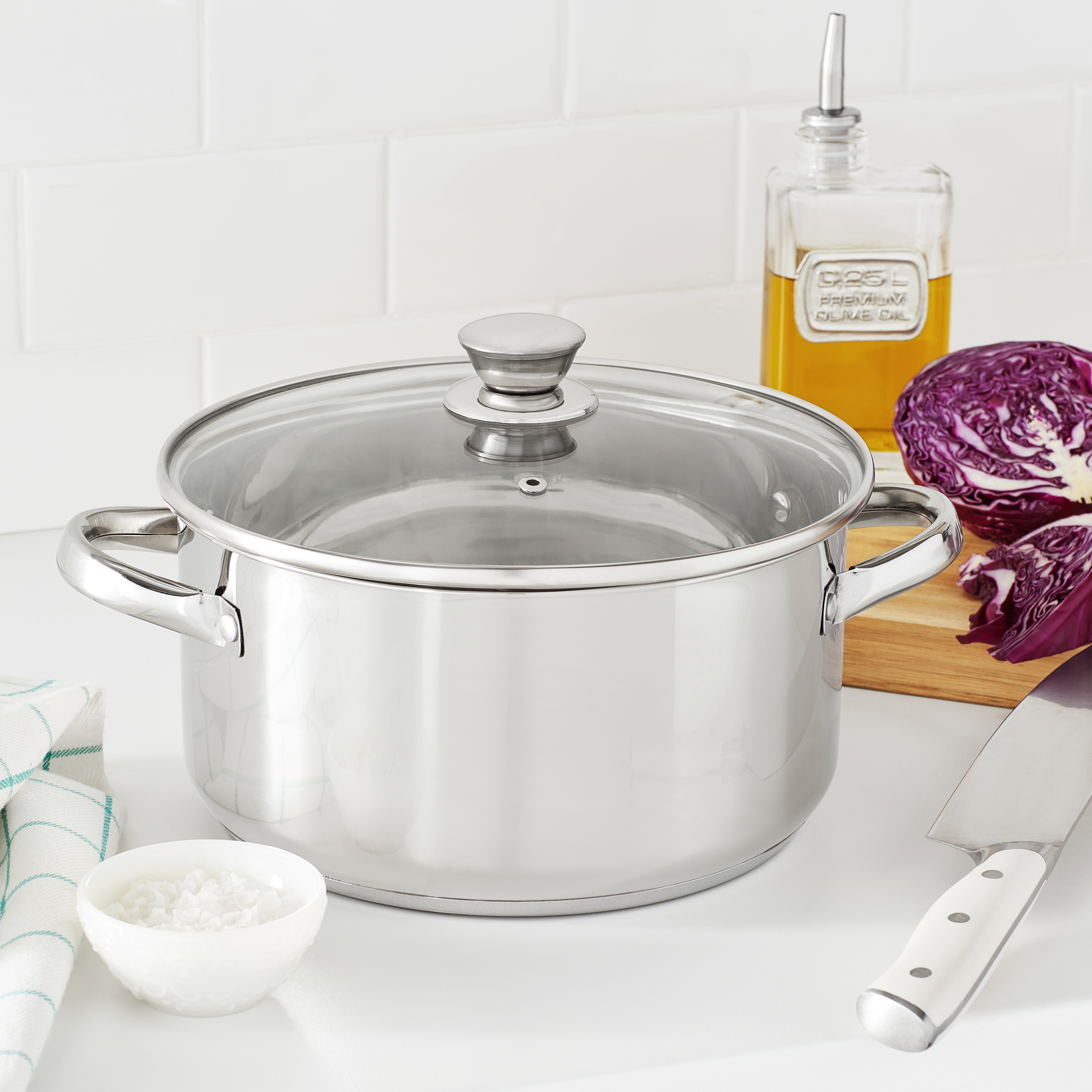 Mainstays Stainless Steel 5-Quart Dutch Oven with Glass Lid photo 2