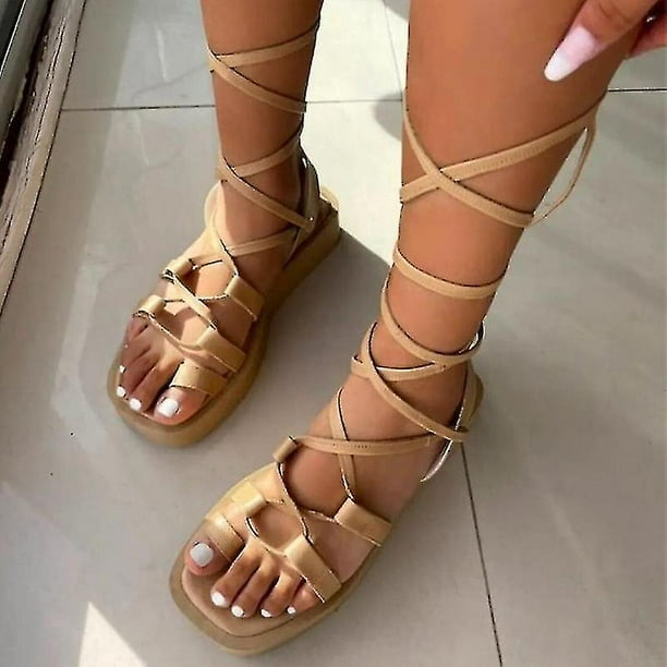 Women s Summer Ankle Strap Lace Up Gladiator Sandals Beach