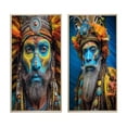 thumbnail image 2 of Designart "Enigmatic Portrait of Wise Guru with Feathers I" Man Framed Wall Art Set Of 2 - Glam Blue Gallery Wall Frame Set For Home Decor, 2 of 6