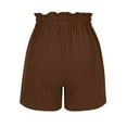 thumbnail image 6 of Womens Linen Casual Shorts, High Waisted Wide Leg Shorts Summer Flowy Beach Drawstring Shorts with Pockets in Clearance Brown M, 6 of 6