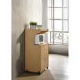 thumbnail image 3 of Hodedah HIK72 Microwave Kitchen Cart with Wheels Storage Shelf Cabinet, Gray, 3 of 5