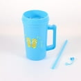 thumbnail image 4 of 32 FL OZ MAINSTAYS DOUBLE WALL PLASTIC BLUE TUMBLER WITH HANDLE & STRAW, 4 of 5