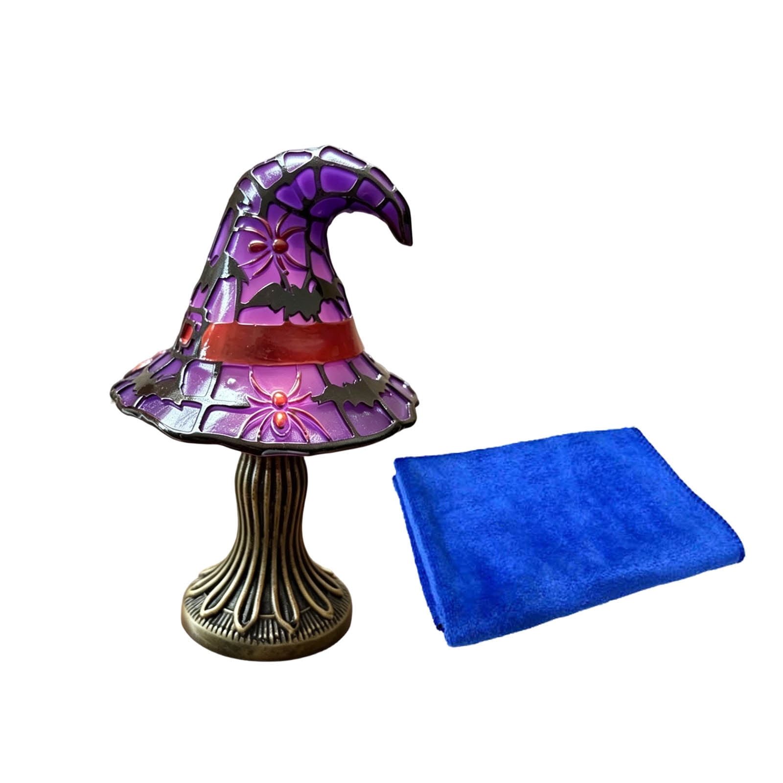 Halloween Stained Glass Witch Hat Lamp LED Table Lamp 18cm USB Power Halloween Stained Glass Witch Hat Lamp LED Table Lamp 18cm USB Power