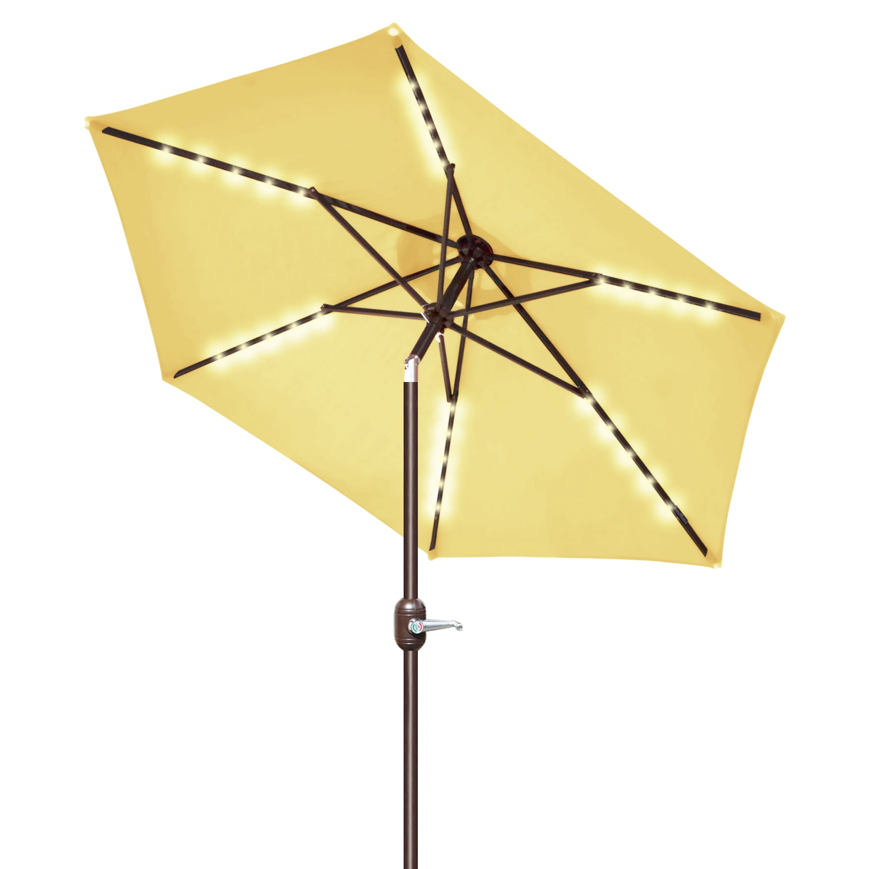 Strong Camel 7.5ft Patio Umbrella LED Lighted Tilt Aluminum Garden Market Balcony Outdoor Sunshade