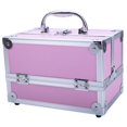 thumbnail image 4 of Aluminum Makeup Train Case Jewelry Box Cosmetic Organizer Stand with Mirror, 4 of 9