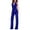 Blue, variant on Women's Shiny Stand Collar Jumpsuit Straight Trousers Nightclub Wear