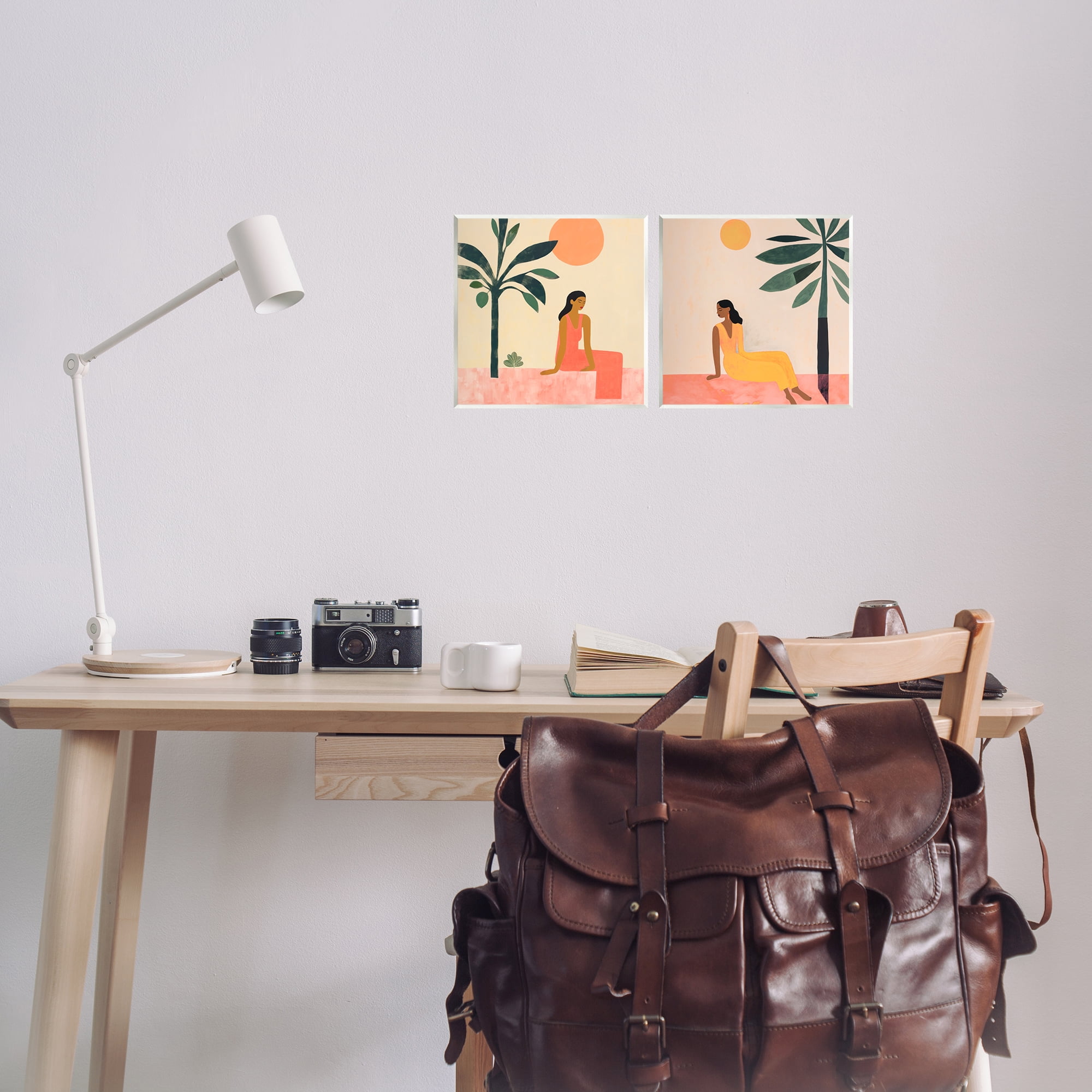 Stupell Industries Female Figure Resting Outdoors People Painting Unframed Art Print Wall Art, 12 x 12, Set of 2