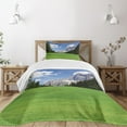 thumbnail image 3 of Ambesonne Italy Quilted Bedspread Set 2 Pcs, Rural Country Mountain, Twin Size, Evergreen Blue, 3 of 6